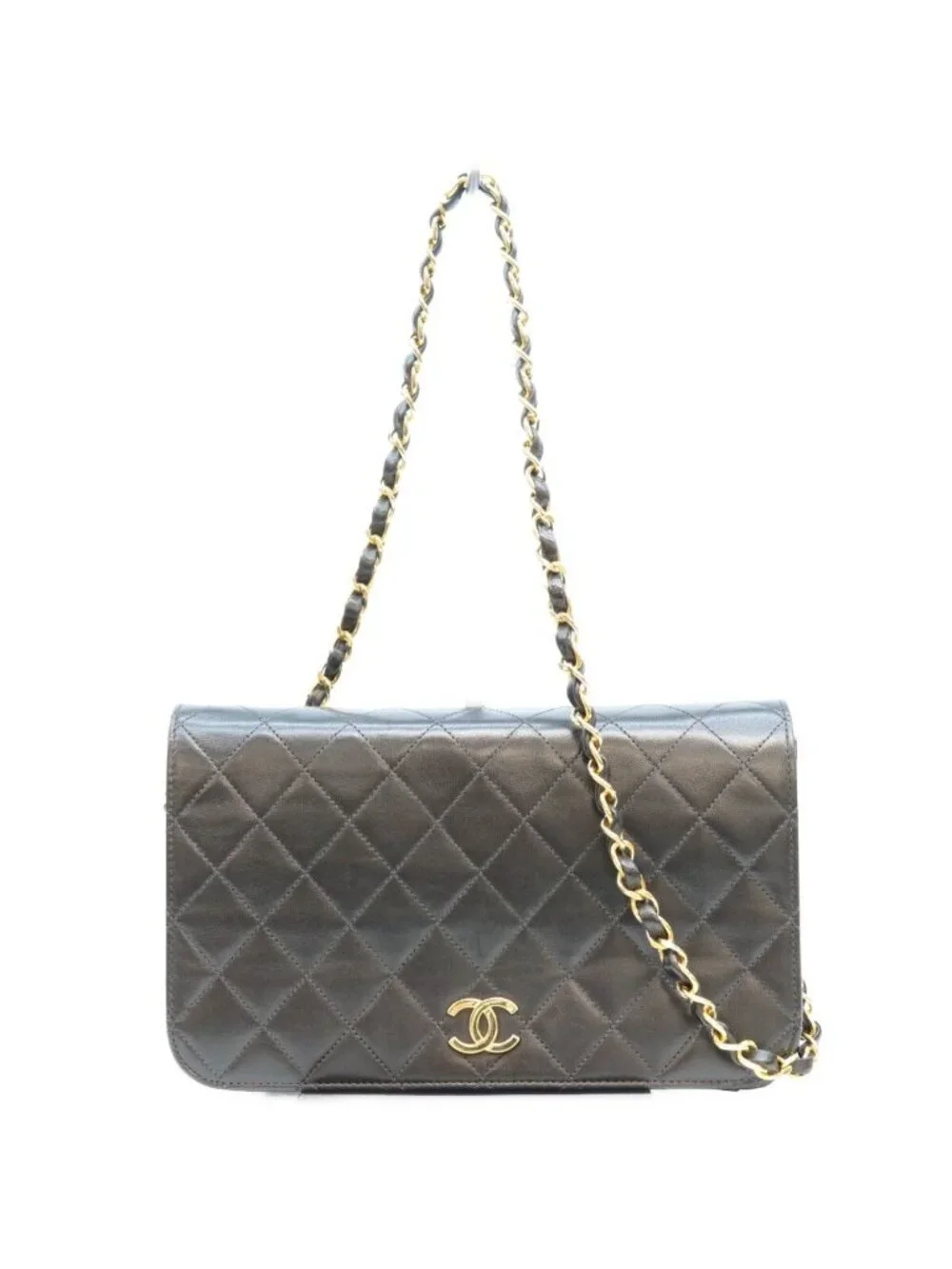 Chanel Black Lamb Full Flap Gold Push Lock Quilted 23